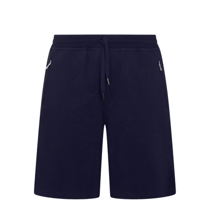 Techno Cotton Fleece Bermuda Shorts Navy Blue - Image 1