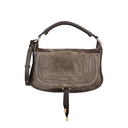 Marcie Small Suede Shoulder Bag - Brown - Image 1