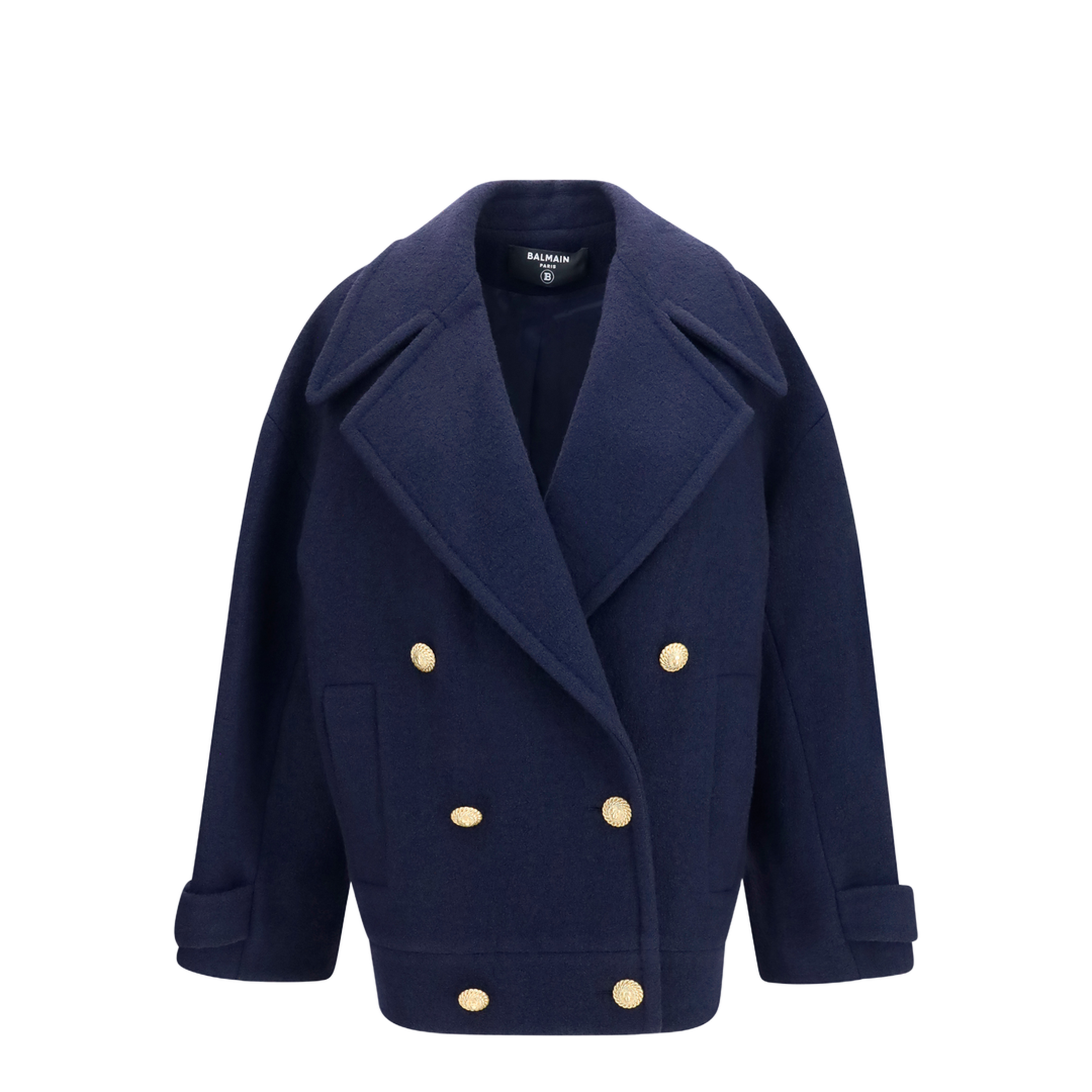 Double-breasted Wool Coat with Buttons - Image 1