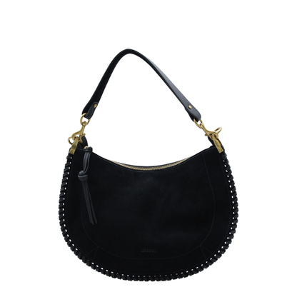 Oskan Soft Zip Smooth Studded Cowhide Leather Crossbody Bag - Black - Image 2