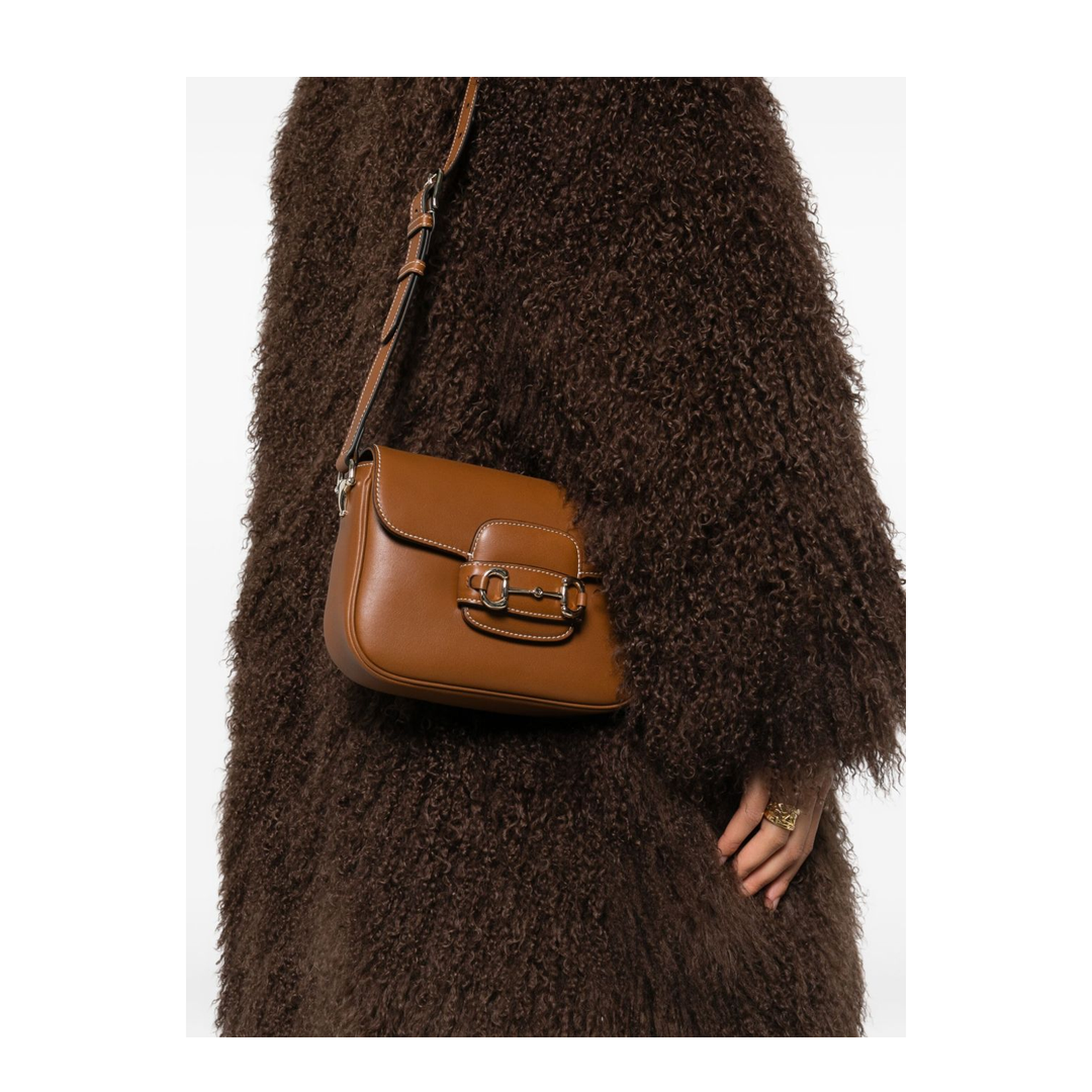 Horsebit 1955 Soft Small Shoulder Bag in Brown Leather - Image 3
