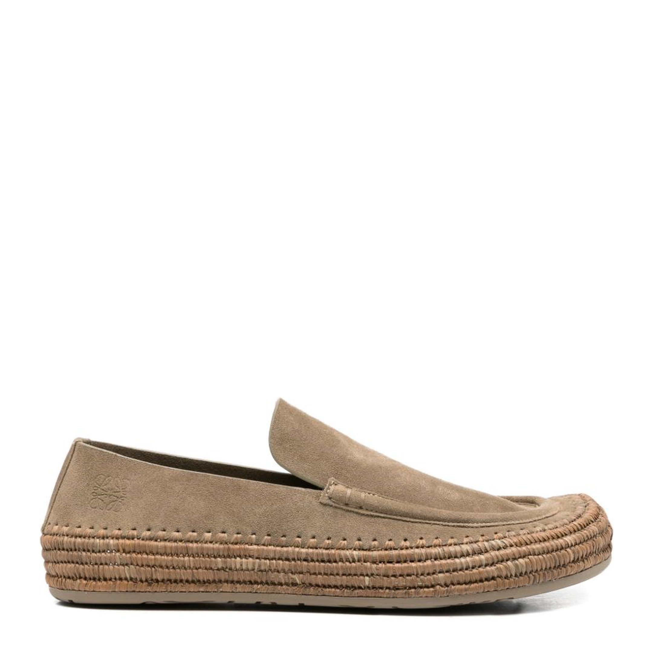Rio Loafers In Suede And Raffia Stone Grey - Image 1