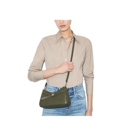 Romy Pebbled Leather Crossbody - Dark Kale - Image 4