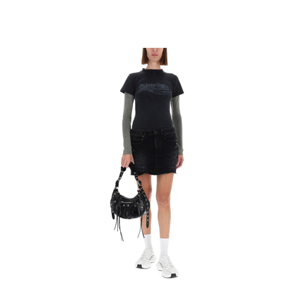 Black Denim City Mini Skirt - Image 2