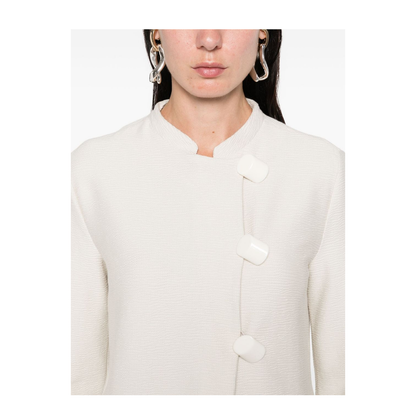 Ivory Button Fastening Round Neck Long Sleeves - Image 3