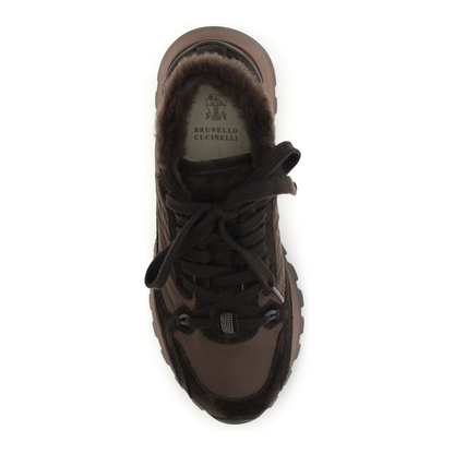 Suede And Techno Fabric Sneakers With Shearling Lining - Image 4