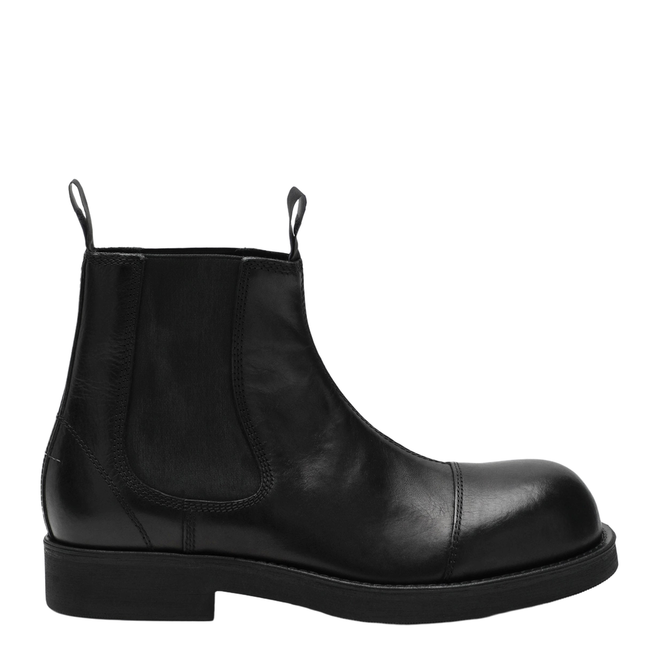 Black Leather Chelsea Biker Boots - Image 1