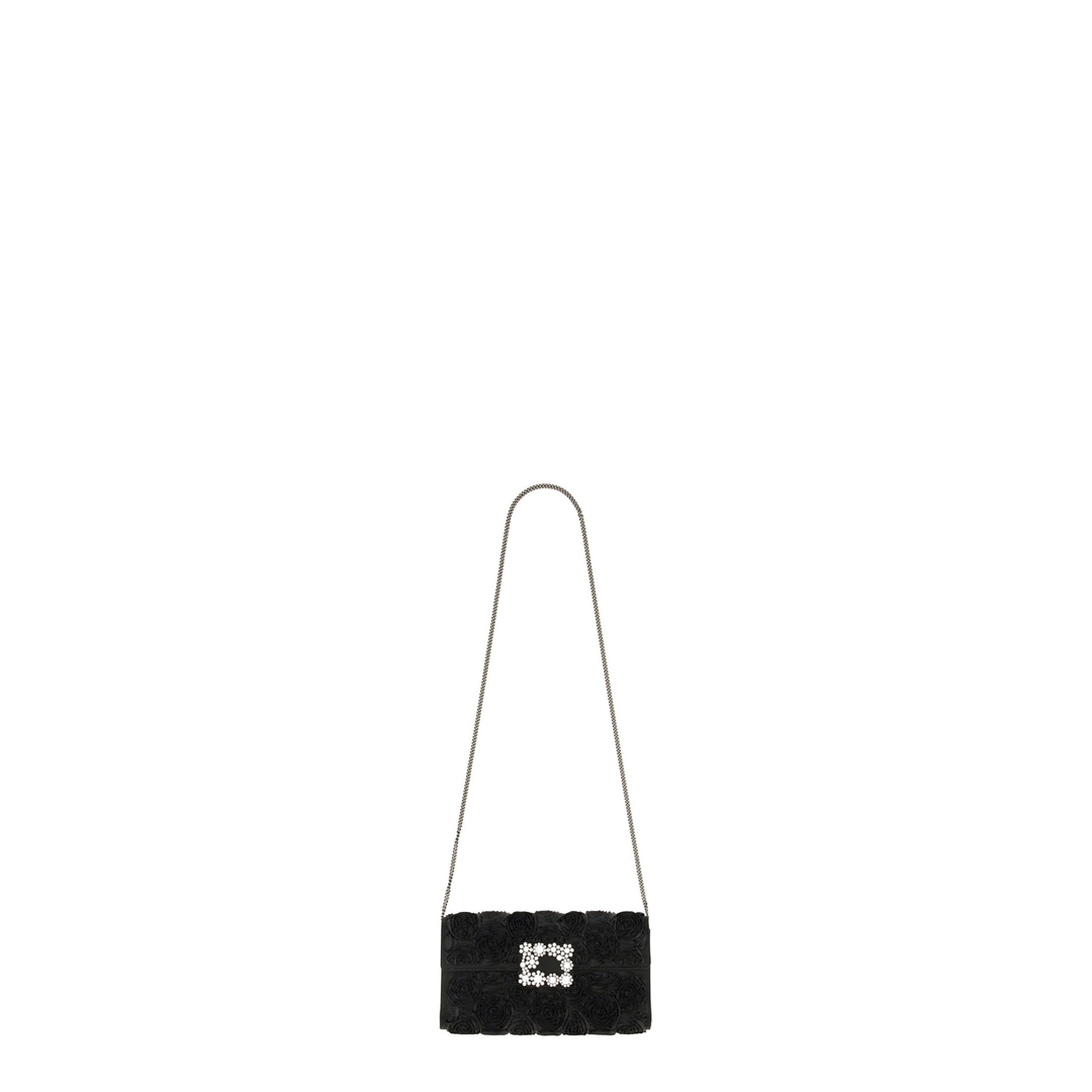 Satin Bag with Crystal Buckle and Rose Detail - Image 2
