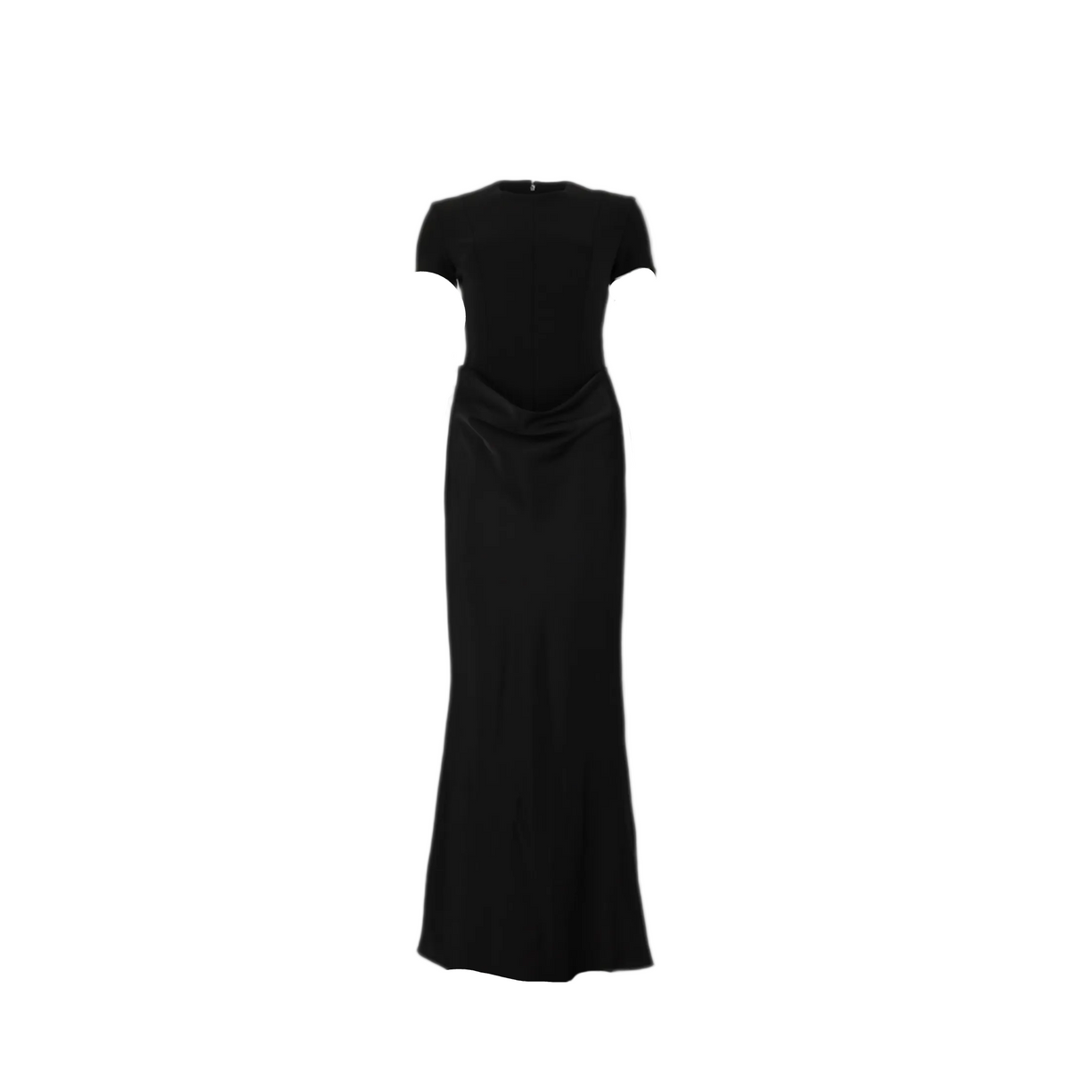 Long Dress with Short Sleeves and Draping - Image 1
