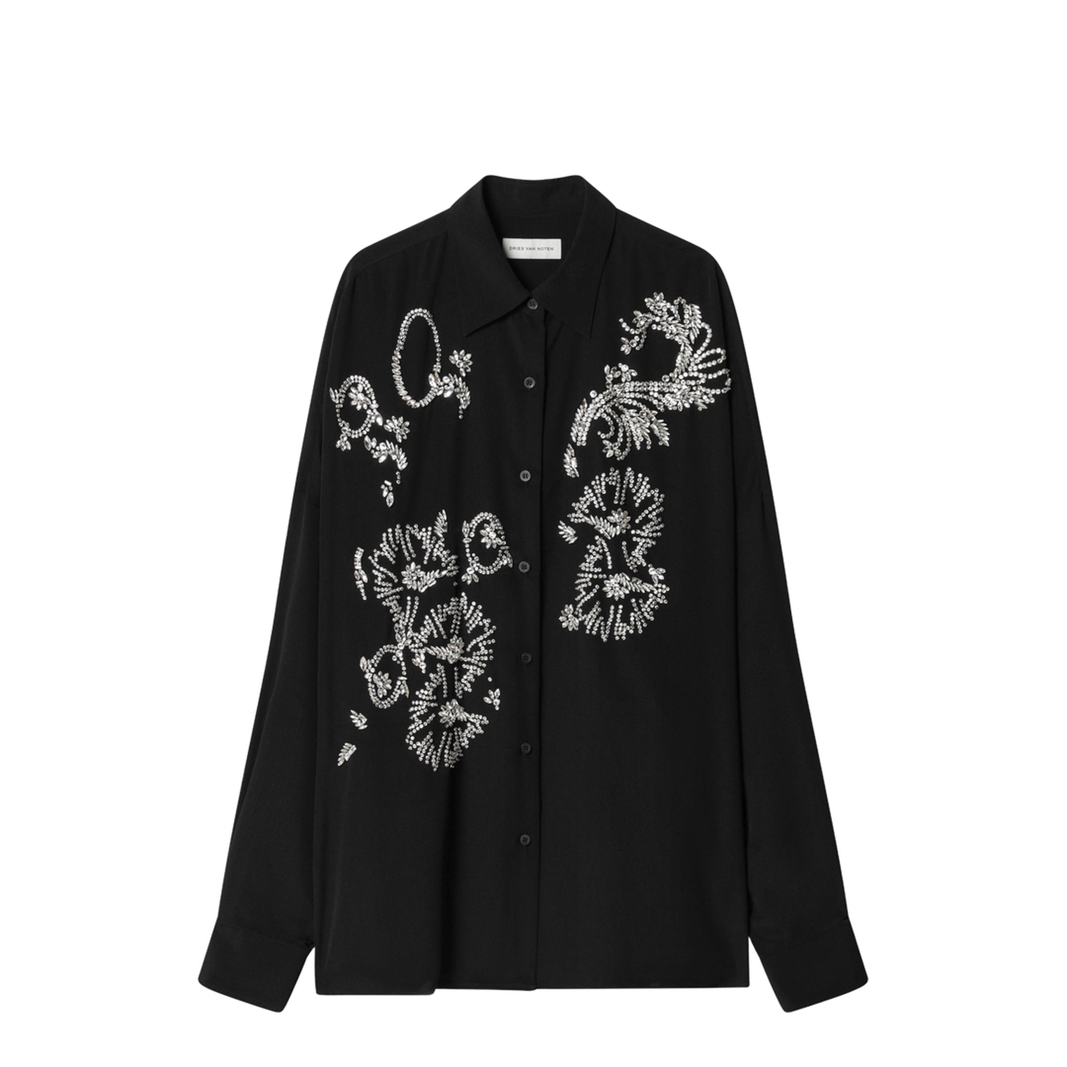 Black Shirt With Sequin Embroidery - Image 1
