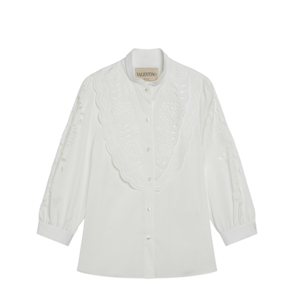 White Shirt with Sangallo Embroidery - Image 1