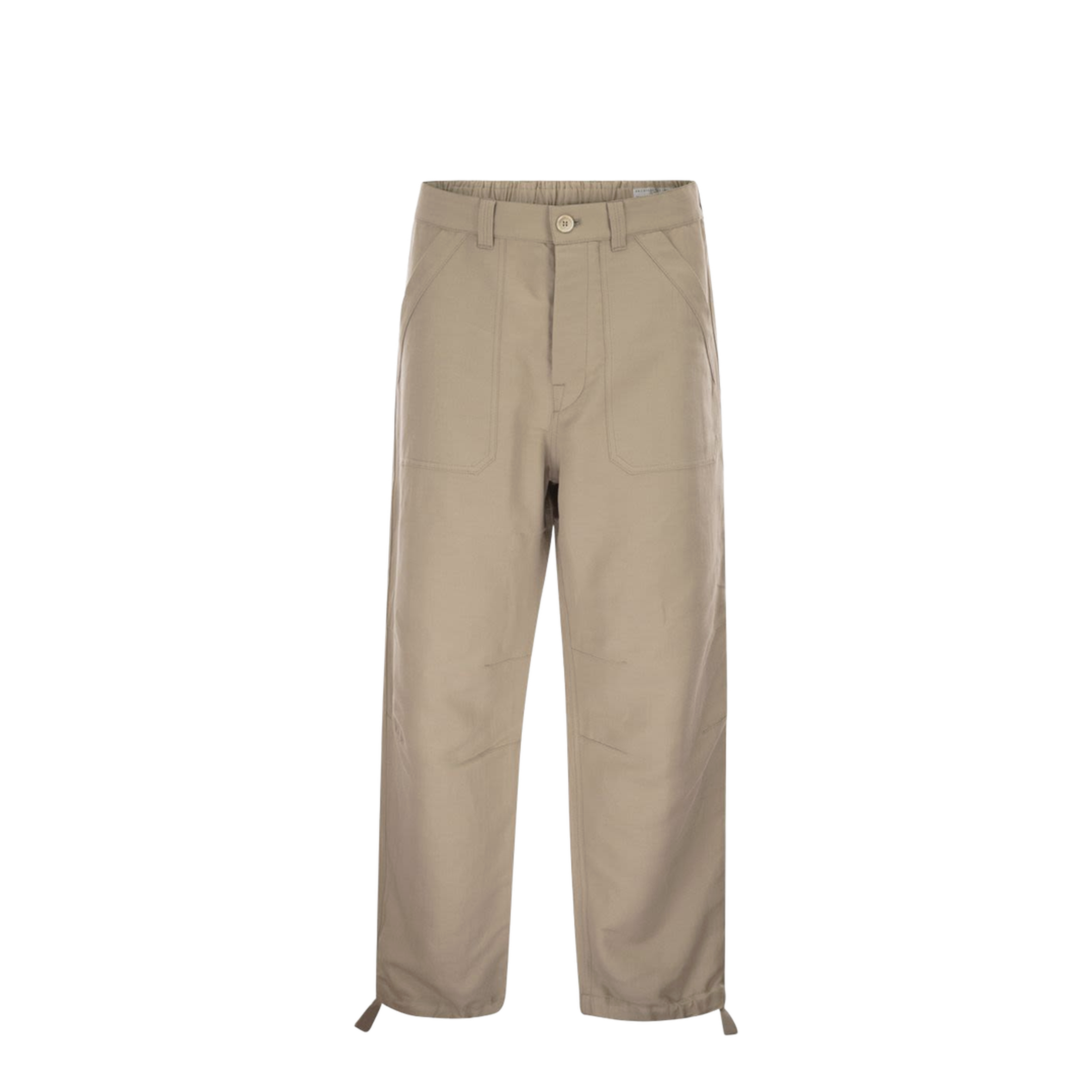 Cotton and linen drill trousers with patch pockets and drawstring - Image 5