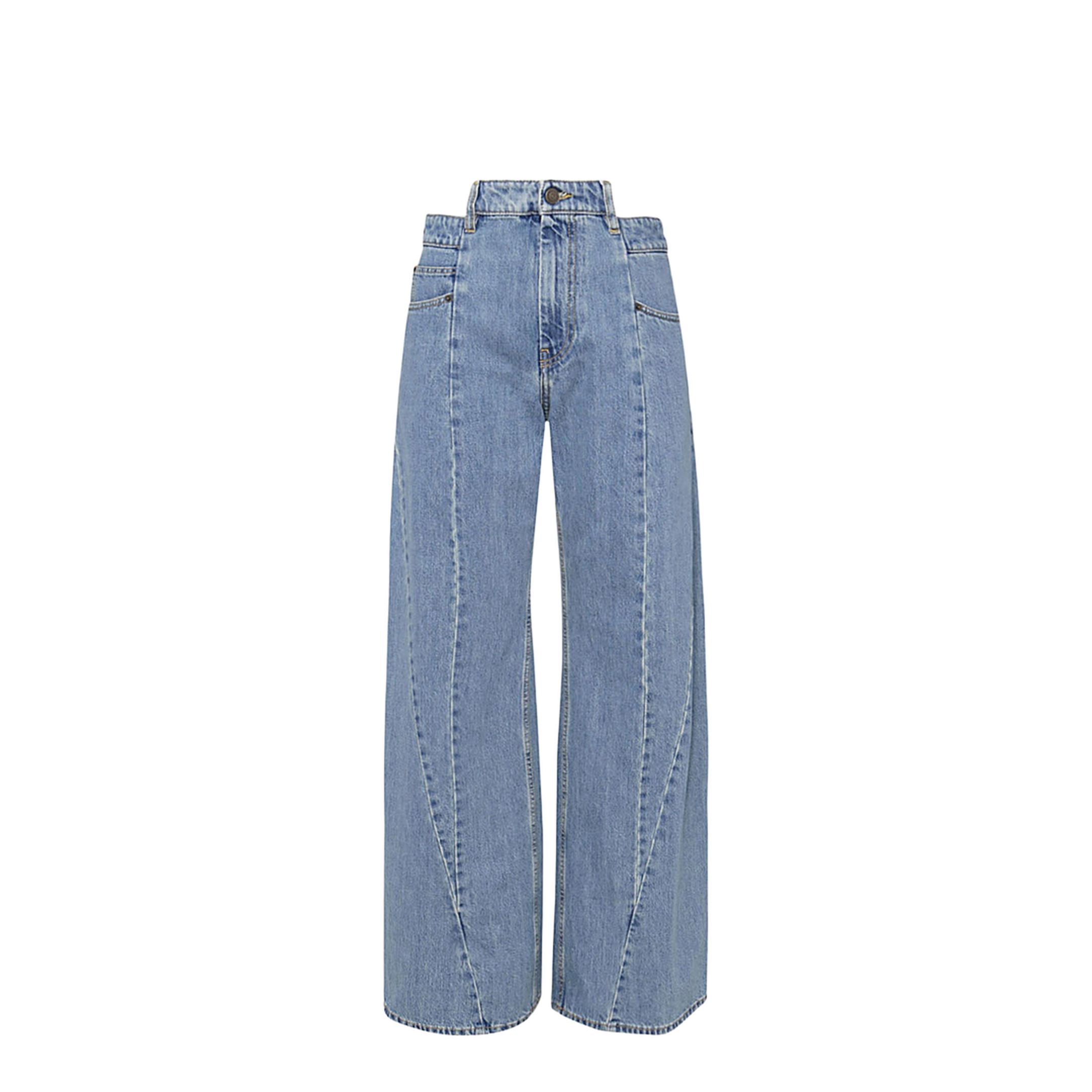 Blue Denim Regular-waisted Wide-leg Jeans - Image 5