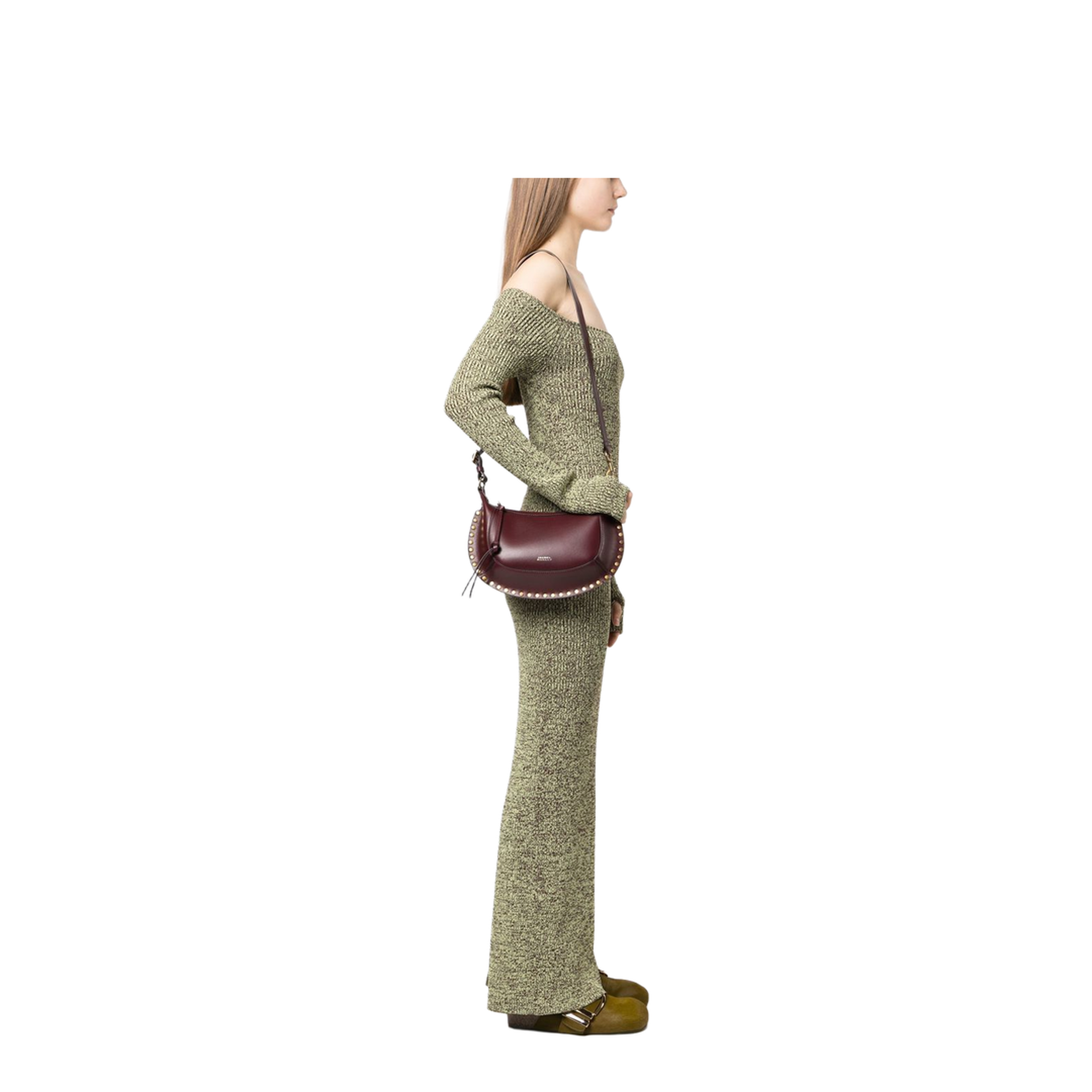 Oskan Moon Calfskin Shoulder Bag - Burgundy - Image 3