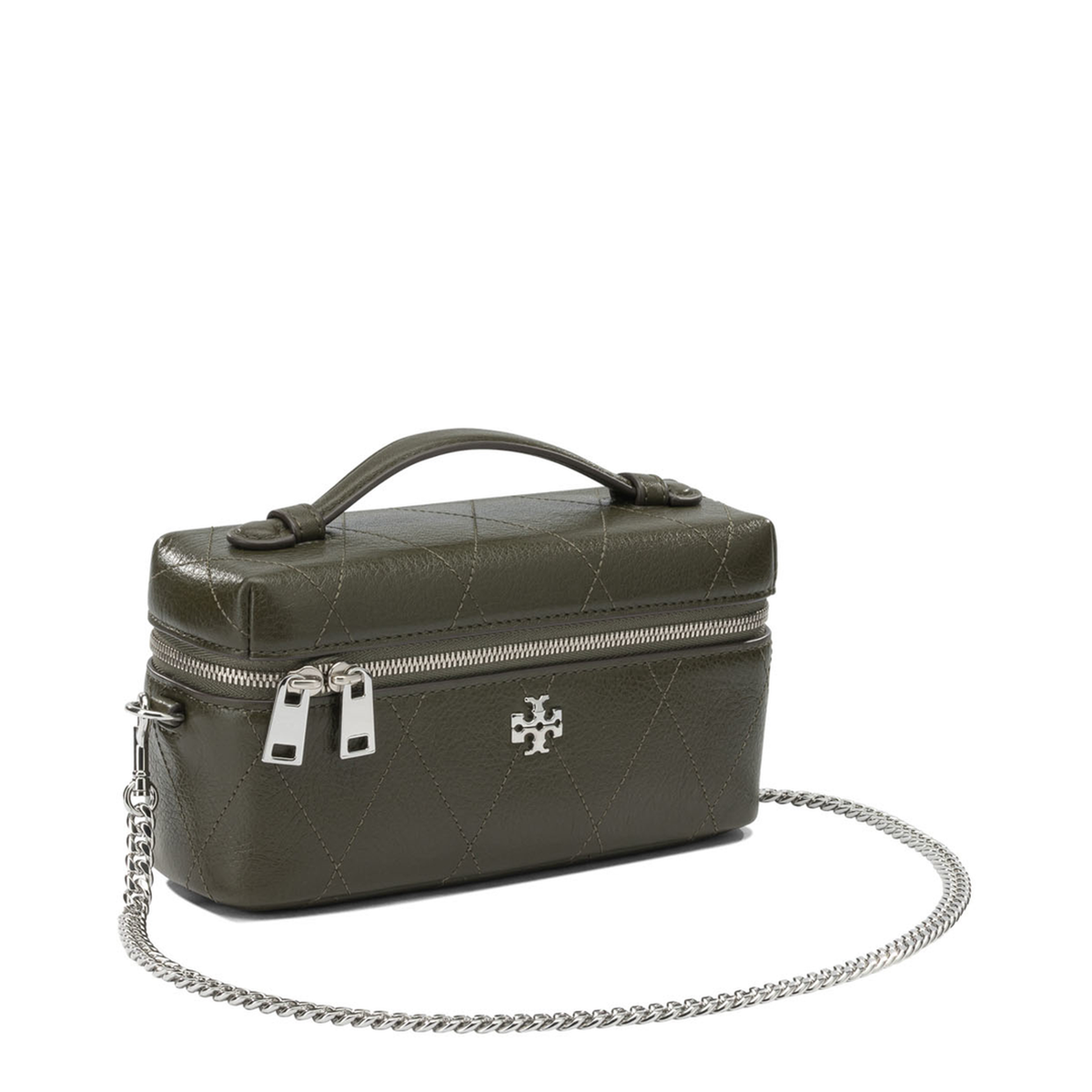 Charlie Quilted East West Vanity Case - Green - Image 2