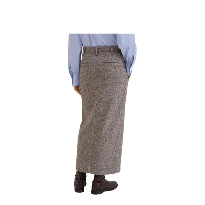 Wool and Silk Mélange Diagonal Sartorial Pencil Skirt with Monili - Image 3