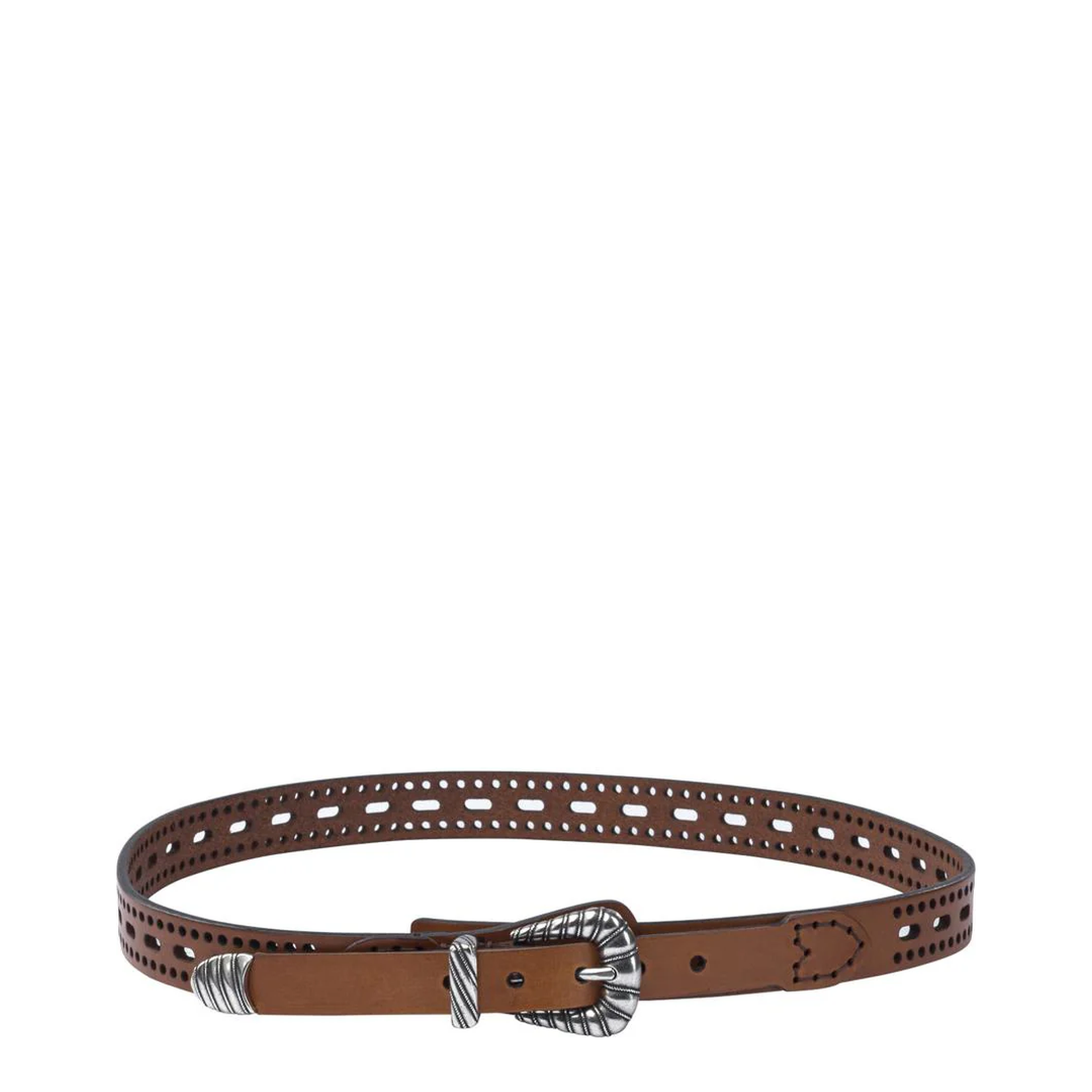 Leather Belt With Perforated Details - Image 1