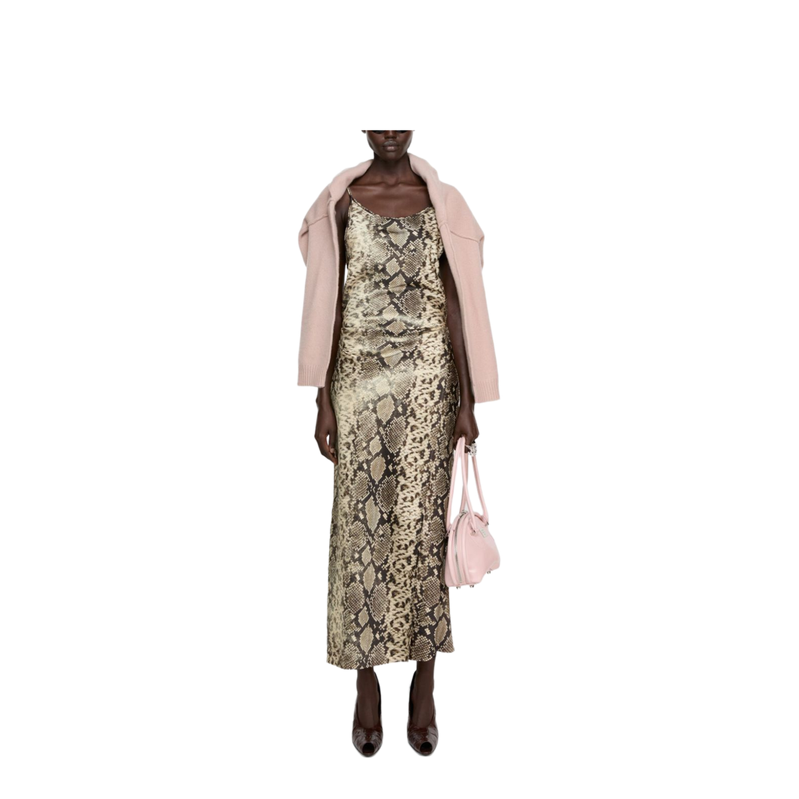 Satin Dress - Multi Brown - Image 2