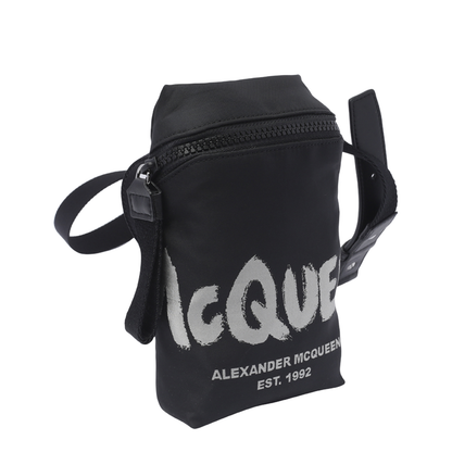 Black Fabric Graffiti Crossbody Bag - Image 4