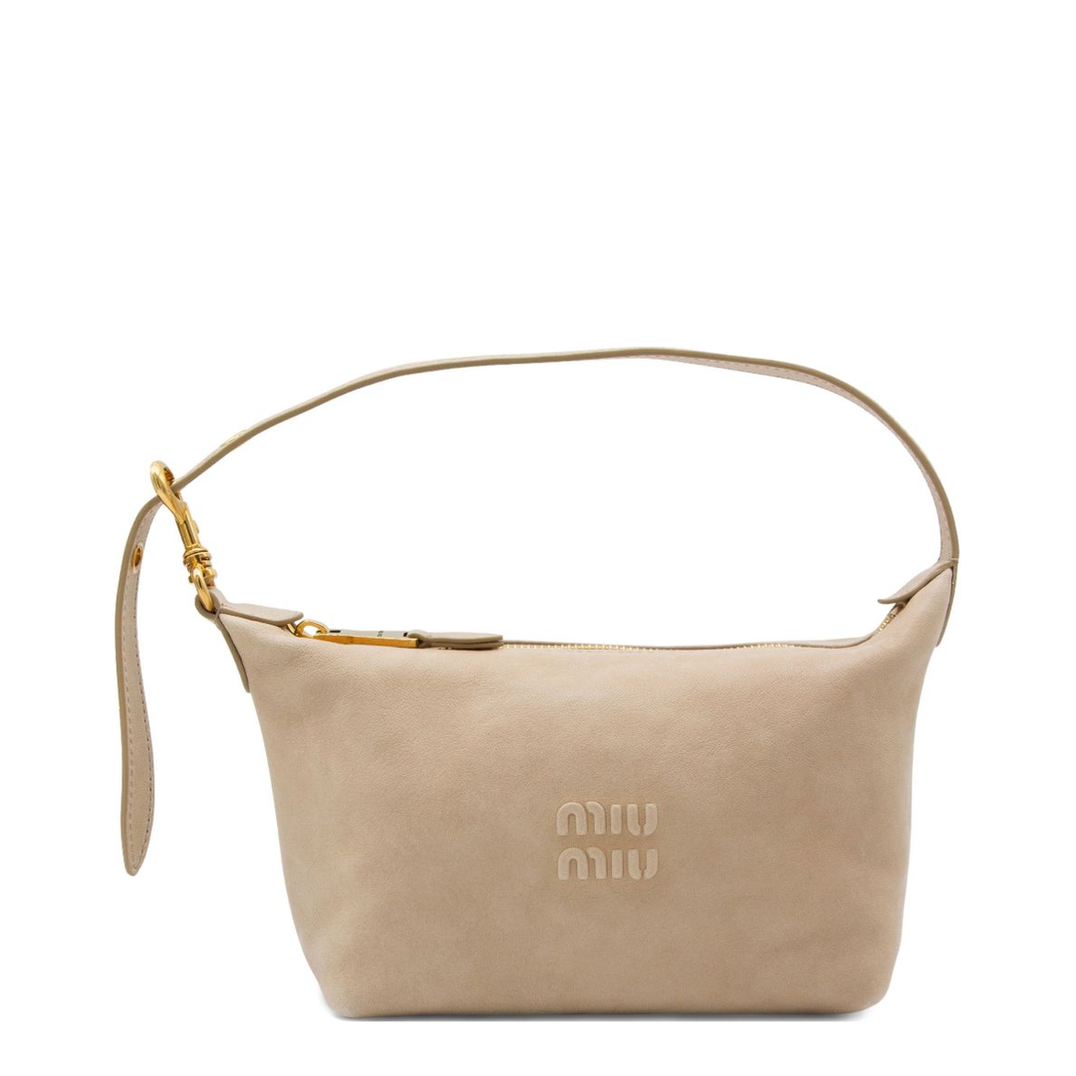 Leather Pouch Handbags - Beige - Image 1