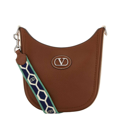 Caramel Leather Vlogo Signature Shoulder Bag - Image 2