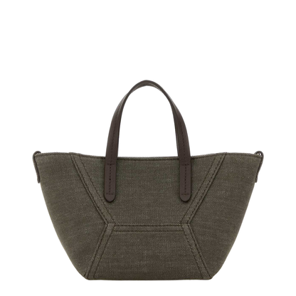 Fabric Top-Handle Tote - Olive Green - Image 1