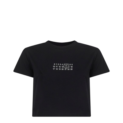 Black Jersey Cropped Numeric Signature T-Shirt - Image 1