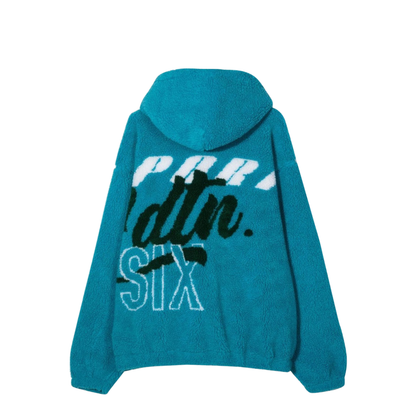 Jacquard Fur Hoodie with Zip - Image 2