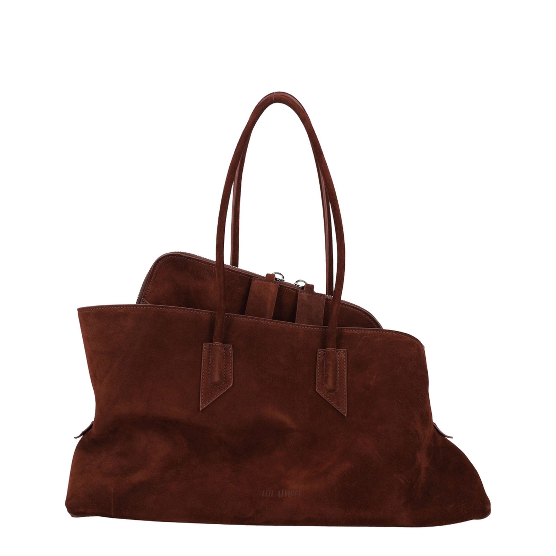 La Passeggiata Medium Suede Top Handle Bag - Light Chocolate - Image 1