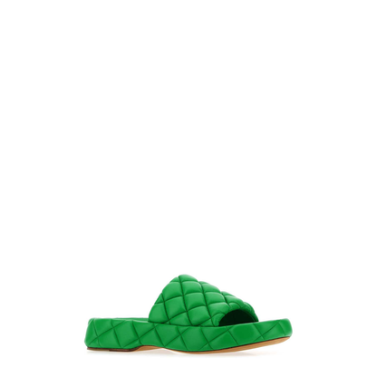 Grass Green Leather Padded Sandals - Image 3
