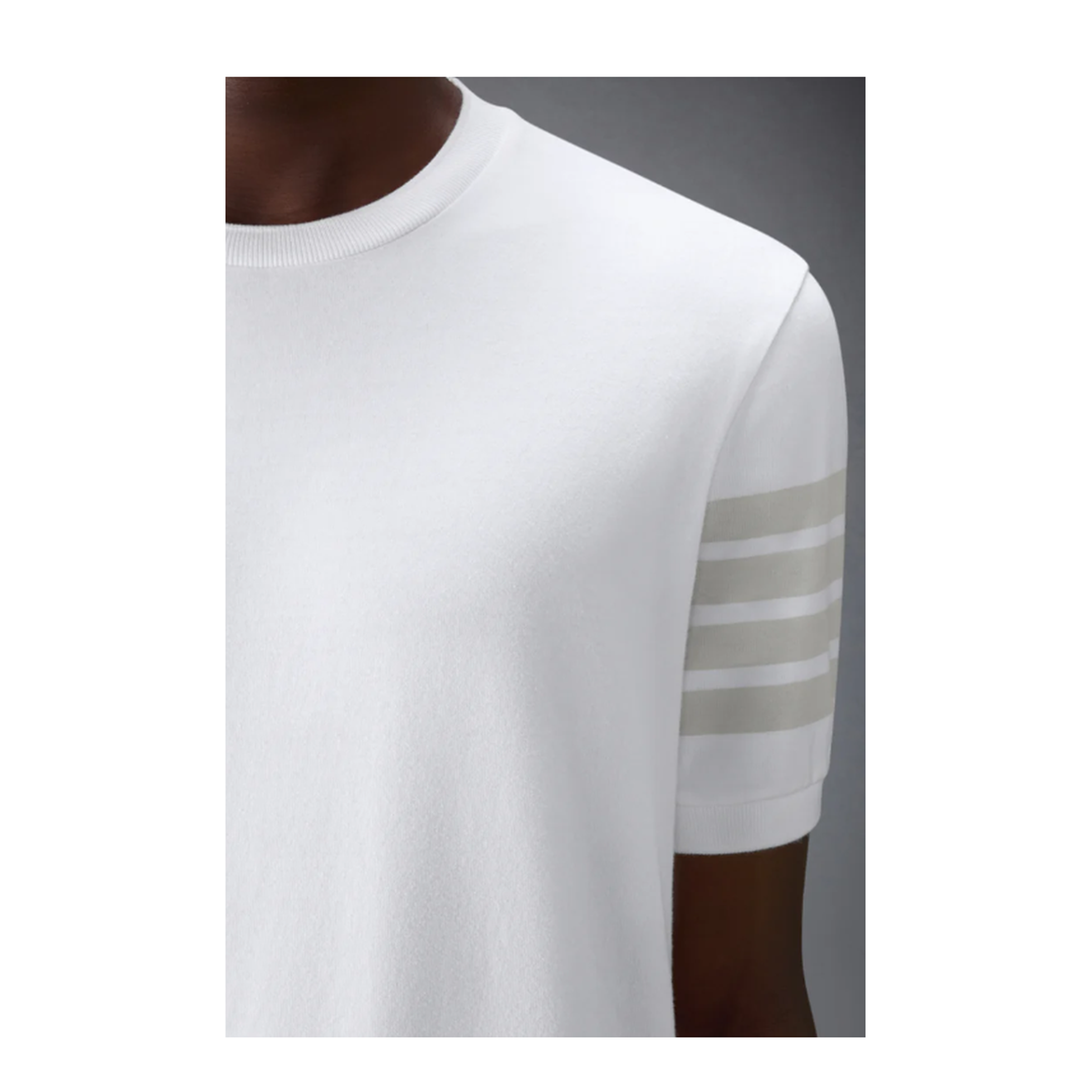 GARMENT DYED SHORT SLEEVE RIB CUFF TEE IN MED WEIGHT JERSEY W/ OVERDYED 4 BAR - Image 4