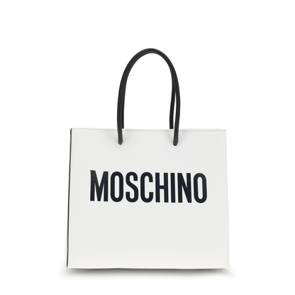 Logo-print Calf Leather Tote - White - Image 1