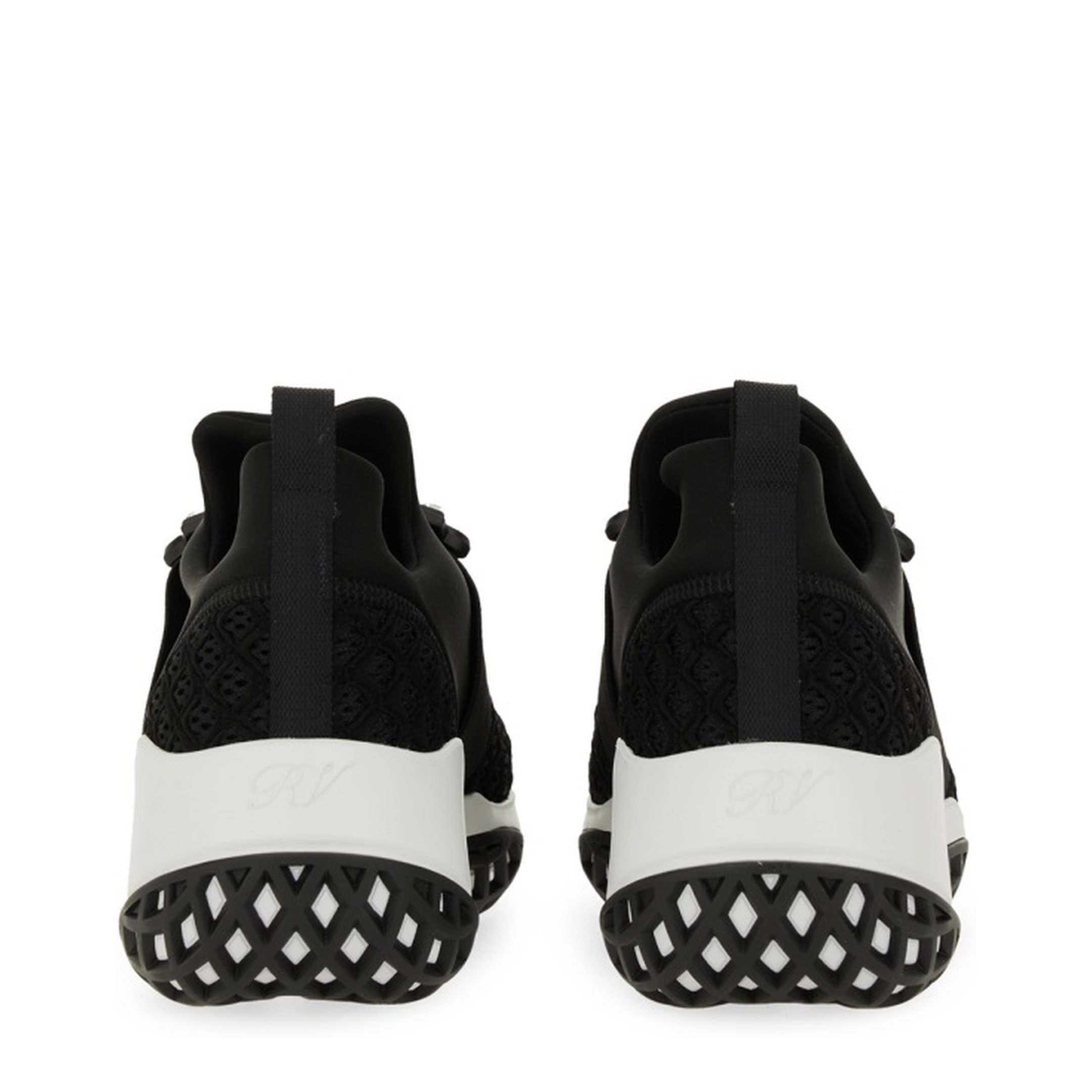 Black and White Leather Embellished Slip-On Sneakers - Image 3