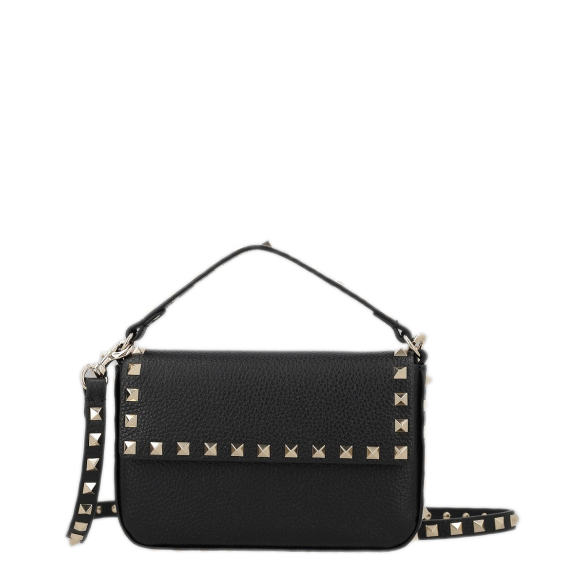 Rockstud Pouch In Grained Calfskin Leather, Black - Image 1