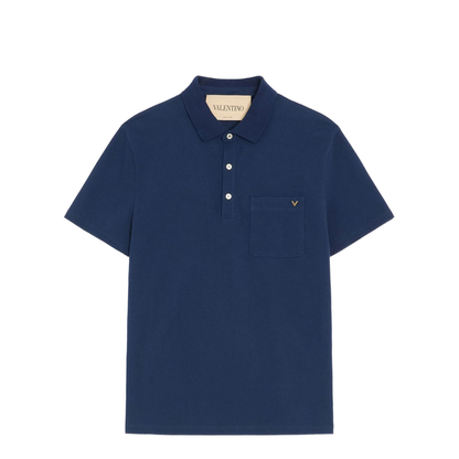 Polo Shirt in Cotton Piqué with Vgold - Image 1