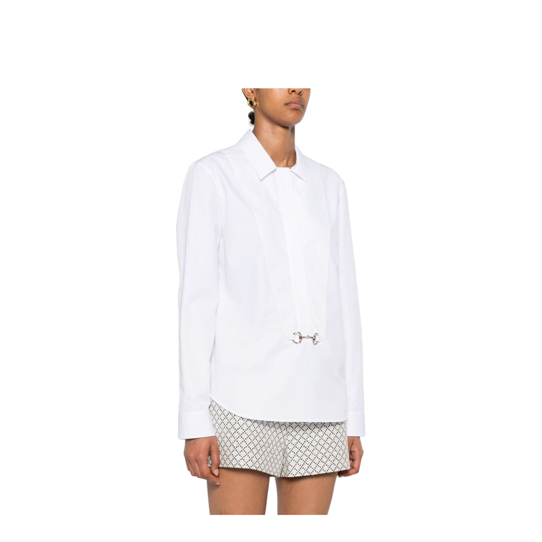 Cotton Poplin Shirt with Horsebit in White - Image 4