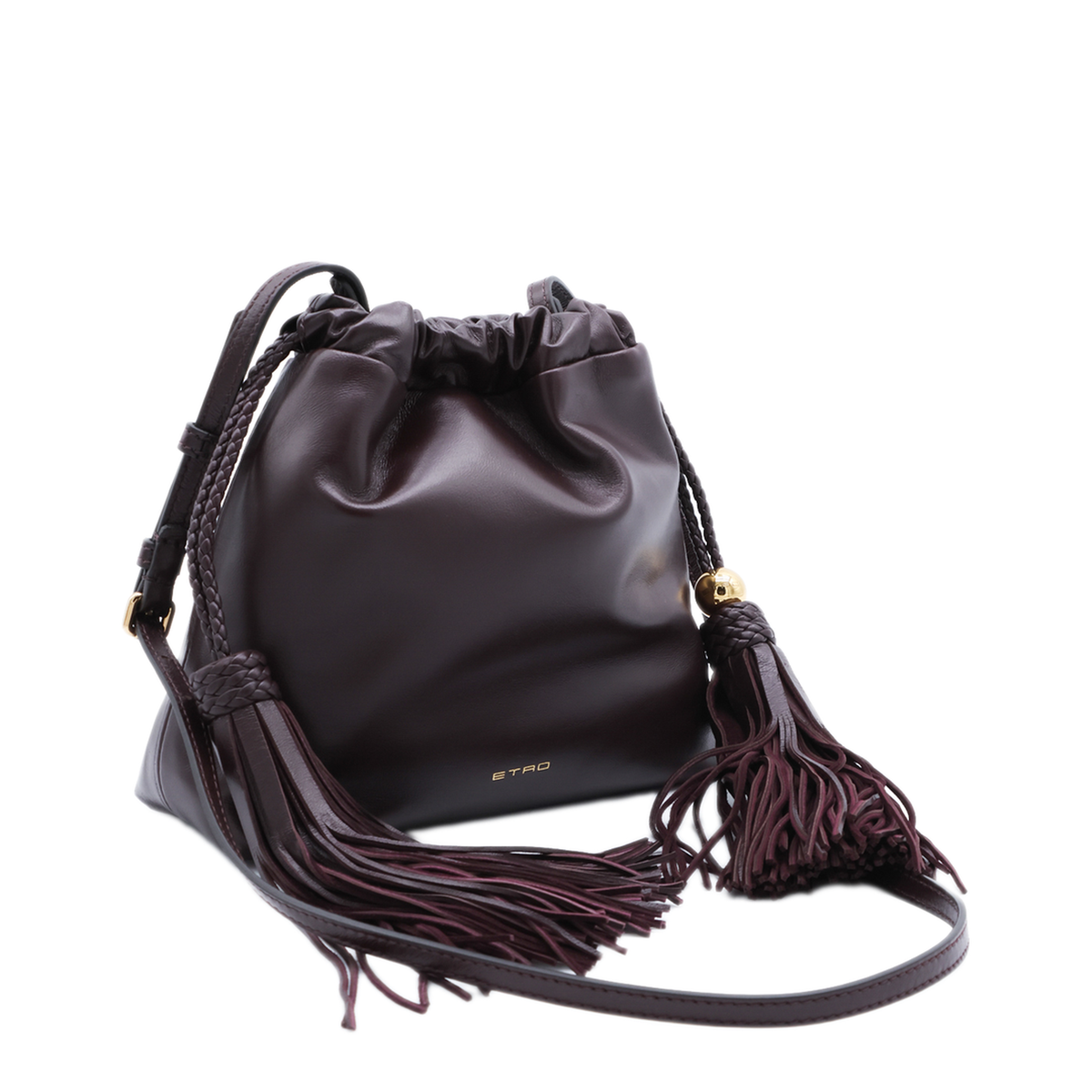 Kalispera Mini Leather with Tassels Shoulder Bags - Plum - Image 3