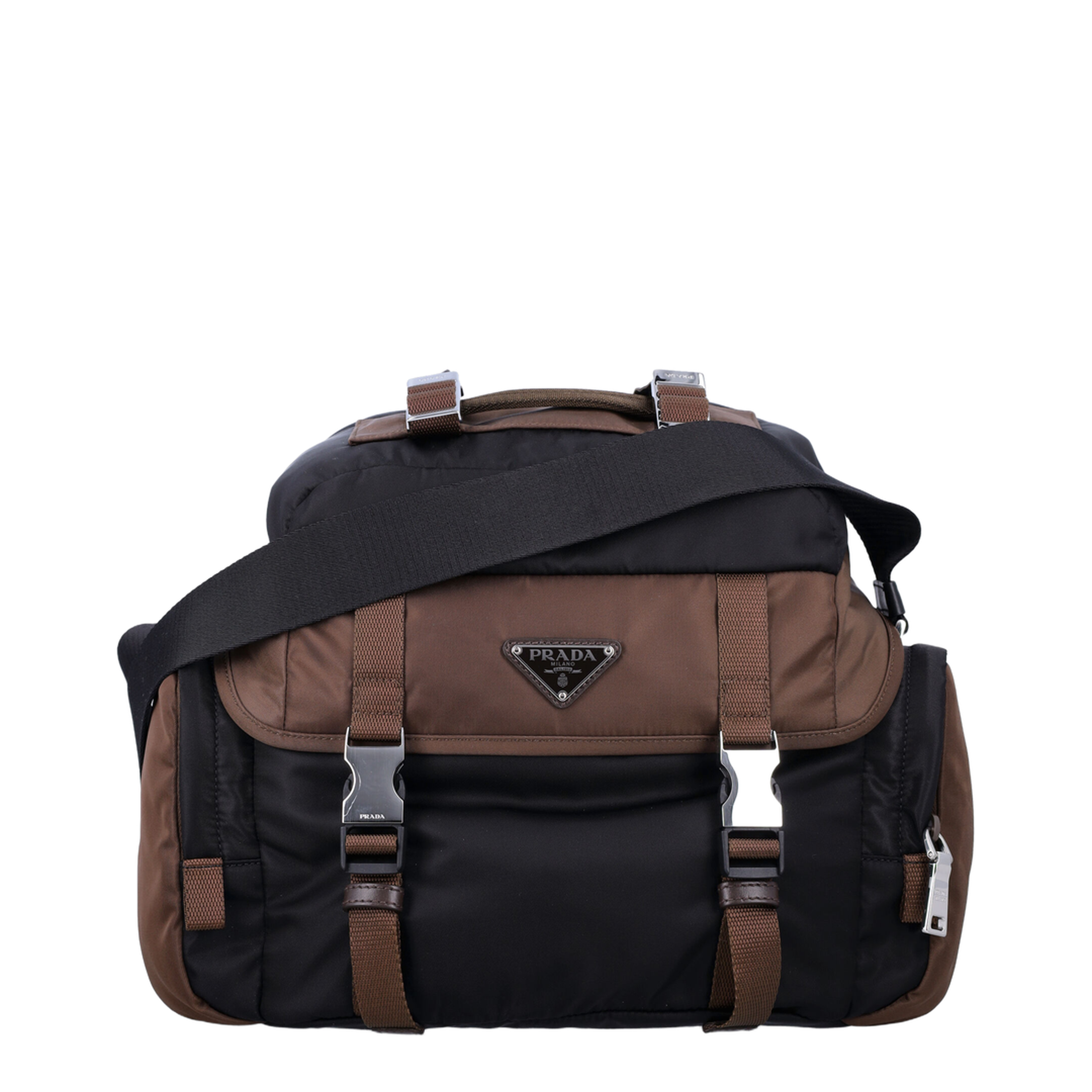 Re-Nylon Nylon & Leather Shoulder Bag - Black/Burnt - Image 1