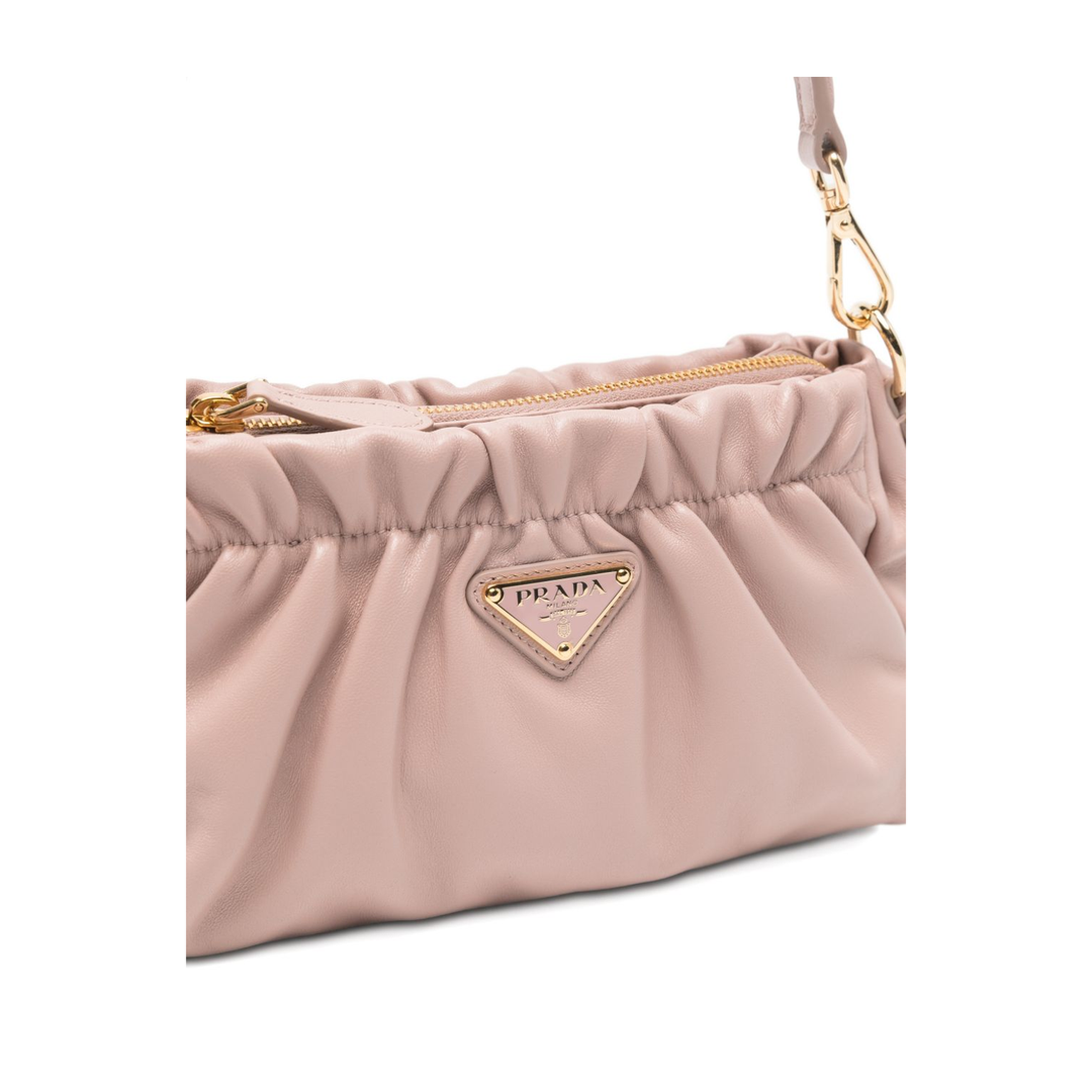 Gathered Nappa Leather Shoulder Bag - Opale - Image 3