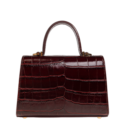 Medusa ’95 Small Croc-Effect Top-Handle Bag - Burgundy - Image 3