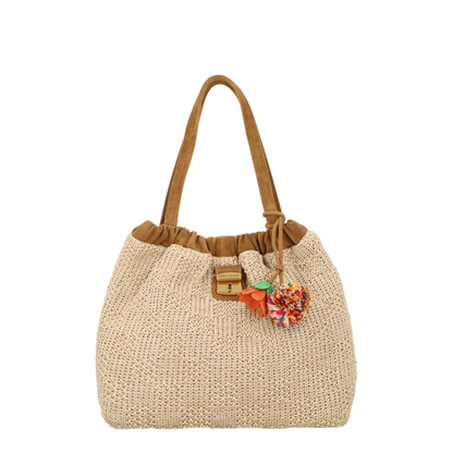 Cristina One Size Two-Way Weave Tote - Natural - Image 1