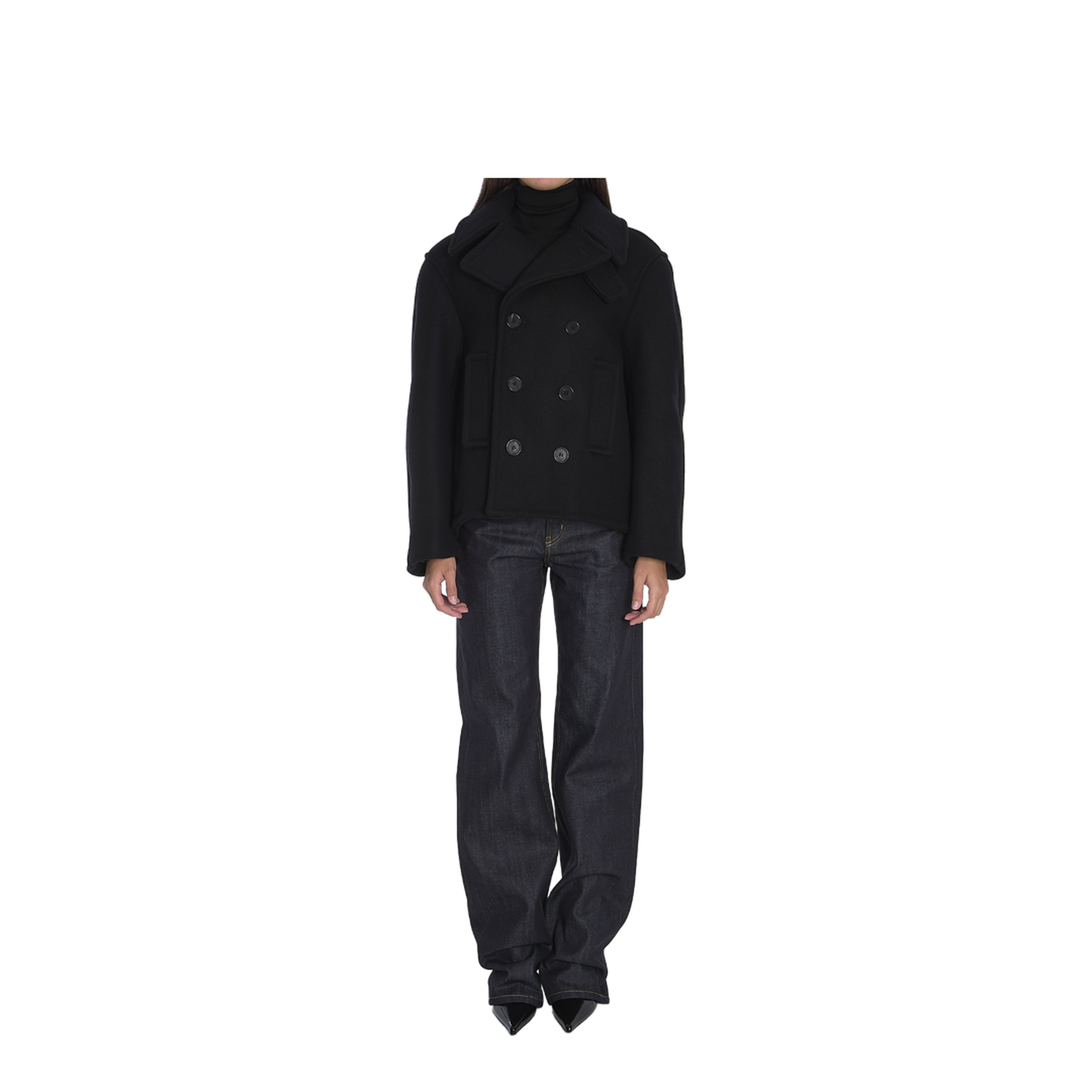Oversize Pea Coat in Wool - Image 5