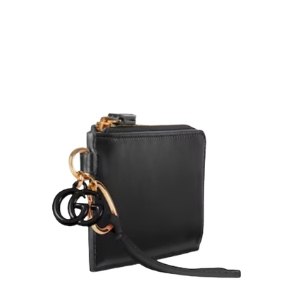 Card Case with Double G Charm Leather Black - Image 2