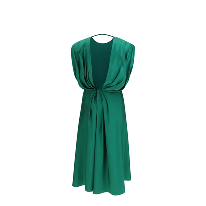 Midi Silk Dress with Twist Detail - Image 2