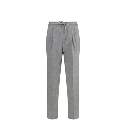Herringbone Linen and Wool Pants - Image 1