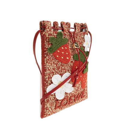 Medium Raffia Drawstring Pocket - Multicolor Red - Image 4