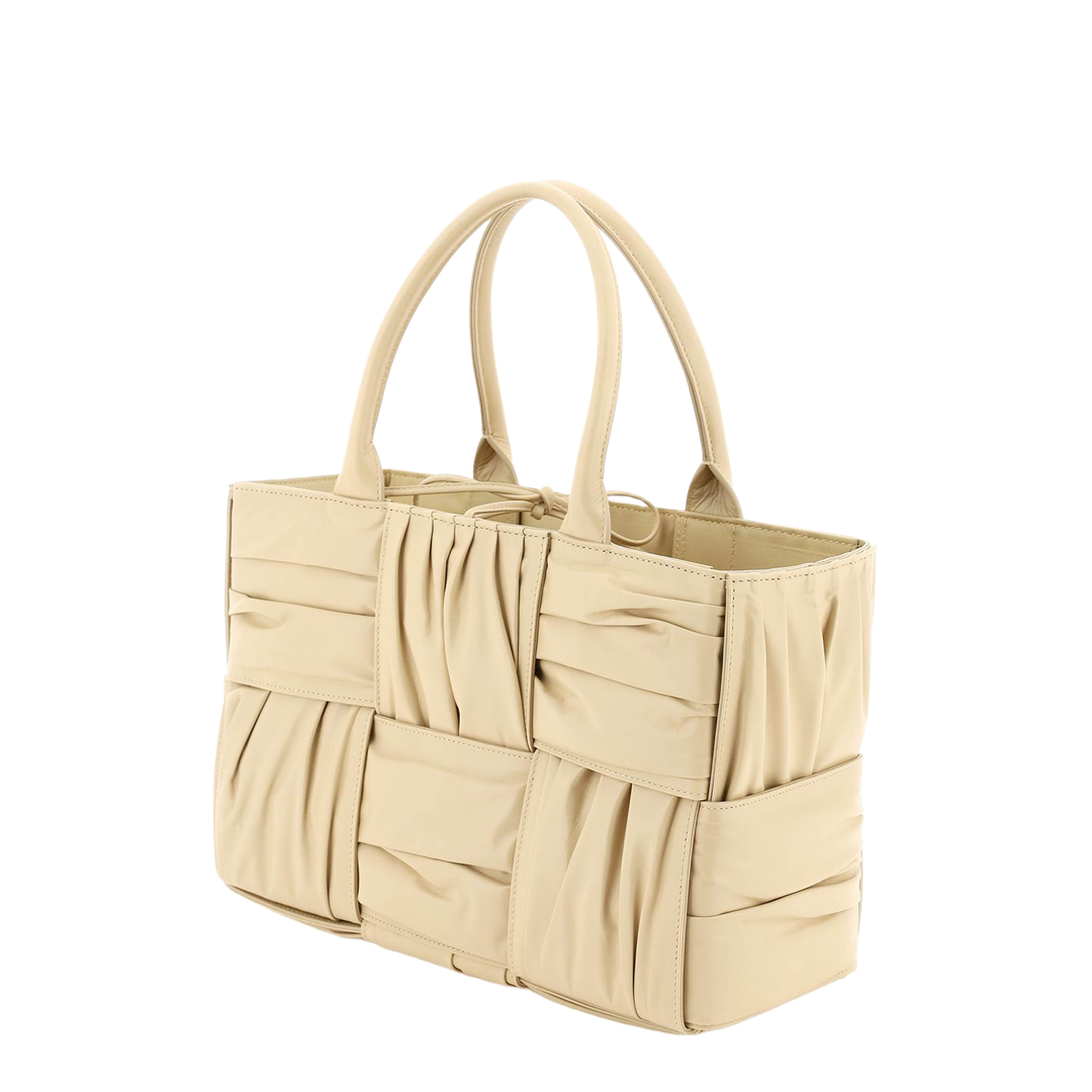 Small Arco Tote Bag In Beige Porridge & M Brass - Image 4
