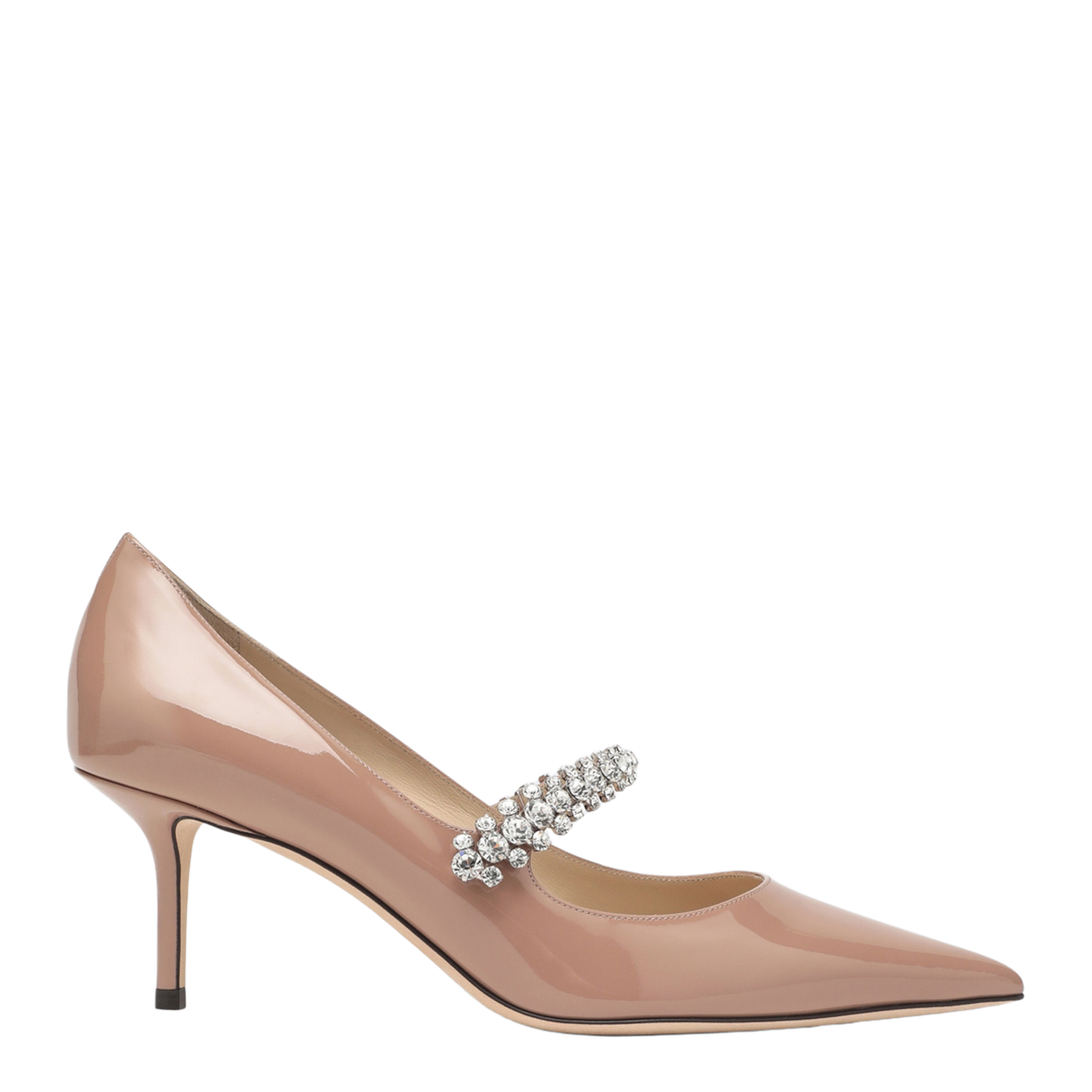 Crystal-Strap Patent Leather Pumps in Ballet Pink - Image 1