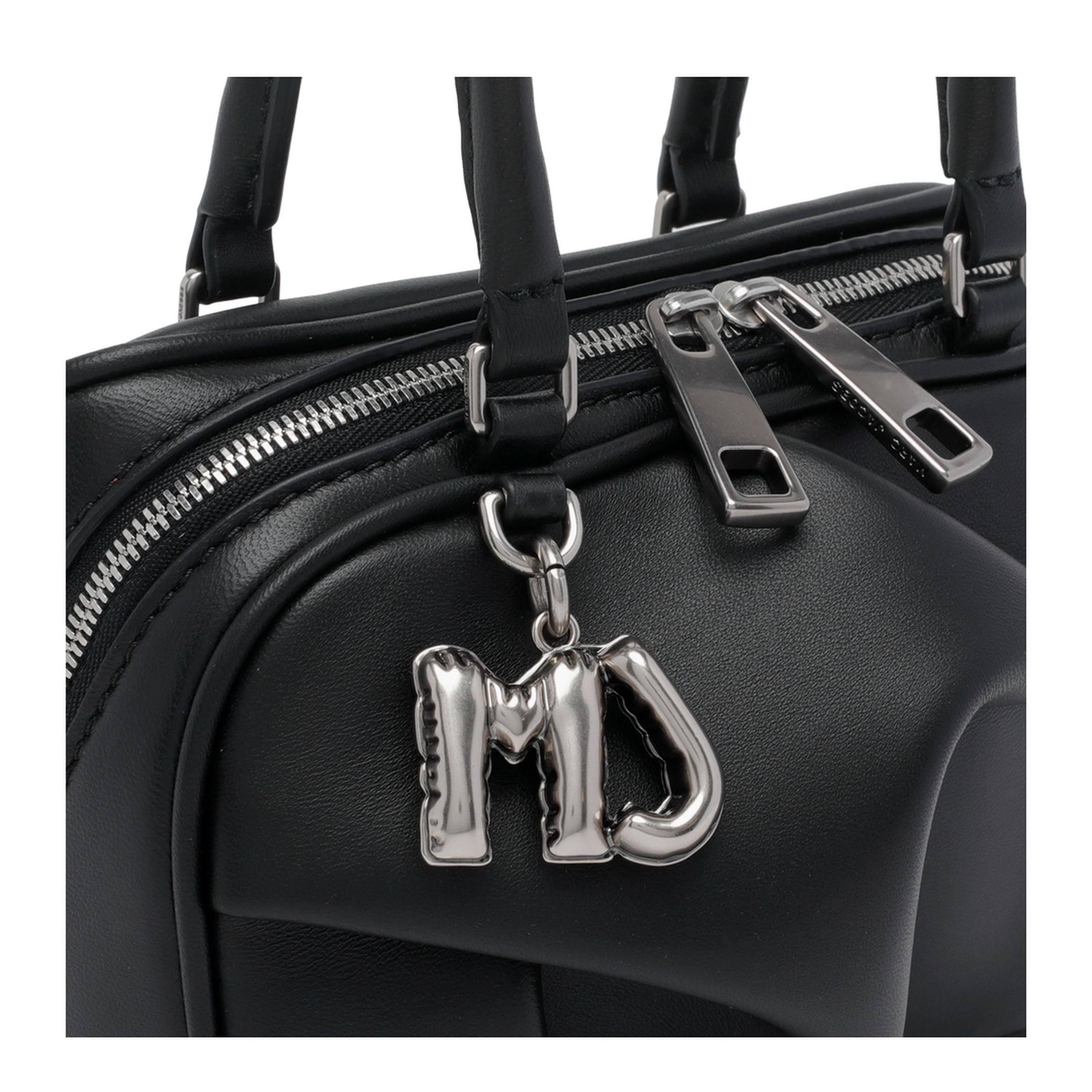 The Micro Bauletto Calf Leather Top Handle Bag - Black - Image 4
