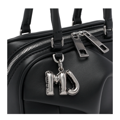 The Micro Bauletto Calf Leather Top Handle Bag - Black - Image 4